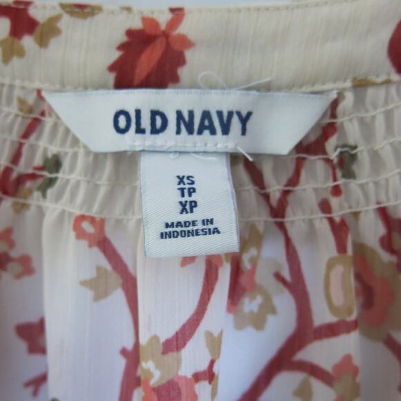 OLD NAVY Peasant/Boho Long Sleeve Top Size XS Women's Floral Cream/Rust Casual - Picture 8 of 9